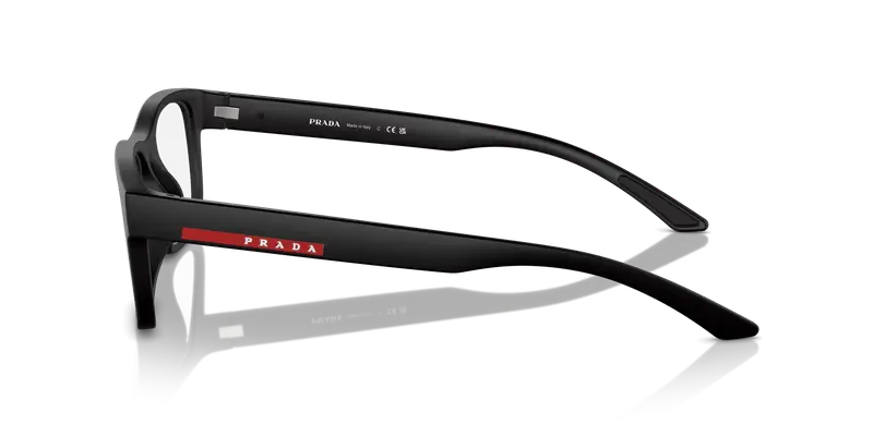 Prada Linea Rossa Uomo PS 04QV DG01O1 Montature da vista Iniettato Nero Trasparente Squadrata Normale miniatura 3