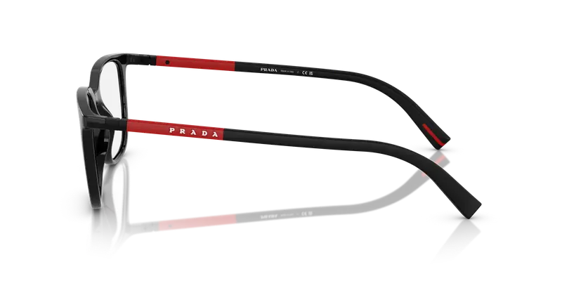 Prada Linea Rossa Uomo PS 04RV 1AB1O1 Montature da vista Iniettato Nero Trasparente Pillow Normale miniatura 3