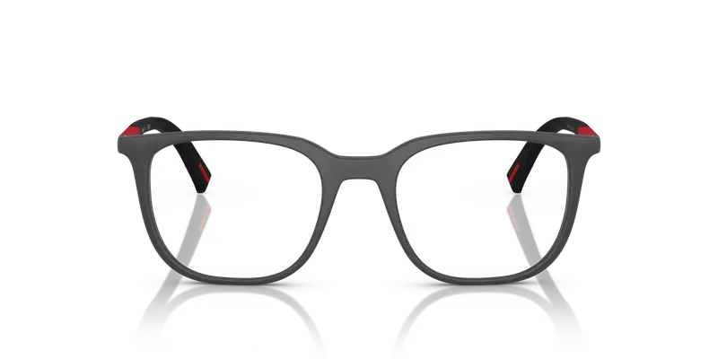 Prada Linea Rossa Uomo PS 04RV UFK1O1 Montature da vista Iniettato Grigio Trasparente Pillow Normale miniatura 2