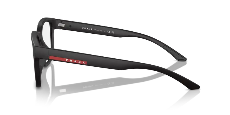 Prada Linea Rossa Uomo PS 05QV DG01O1 Montature da vista Iniettato Nero Trasparente Pillow Normale miniatura 3
