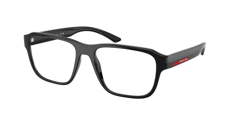 Prada Linea Rossa Uomo PS 05RV  1AB1O1 Montature da vista Iniettato Nero Trasparente Geometrica Normale