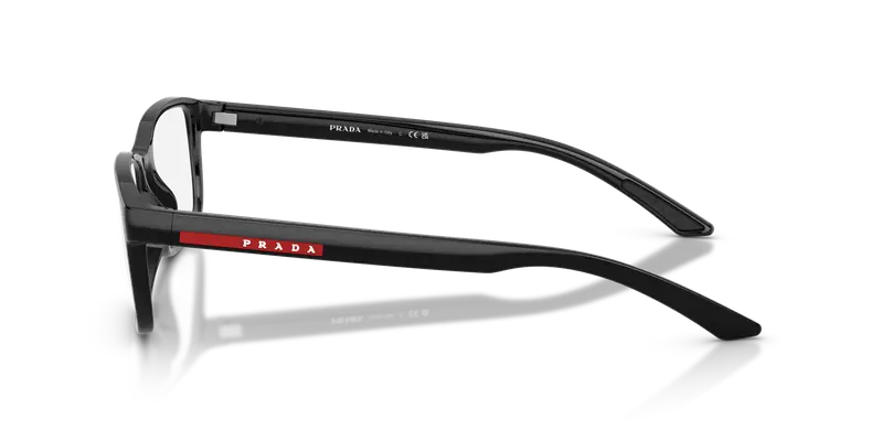 Prada Linea Rossa Uomo PS 06RV 1AB1O1 Montature da vista Iniettato Nero Trasparente Pillow Normale miniatura 3