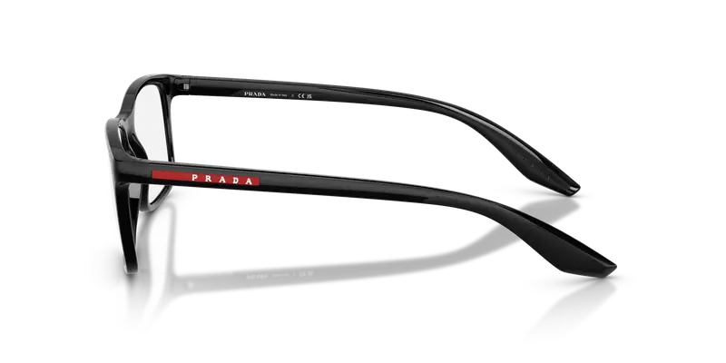 Prada Linea Rossa Uomo PS 08RV 1AB1O1 Montature da vista Iniettato Nero Trasparente Pillow Normale miniatura 3