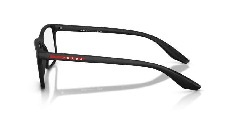 Prada Linea Rossa Uomo PS 08RV 1BO1O1 Montature da vista Iniettato Nero Trasparente Pillow Normale miniatura 3