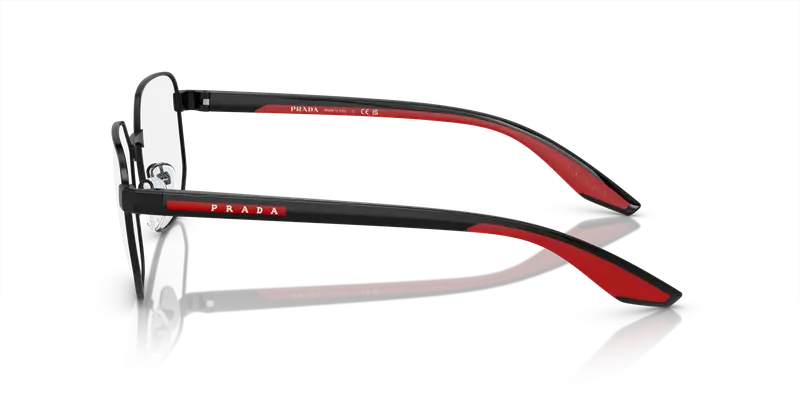 Prada Linea Rossa Uomo PS 50QV 1AB1O1 Montature da vista Metallo Nero Trasparente Geometrica Normale miniatura 3
