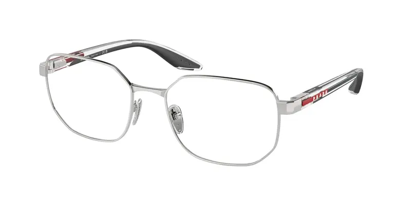 Prada Linea Rossa Uomo PS 50QV  1BC1O1 Montature da vista Metallo Argento Trasparente Geometrica Normale