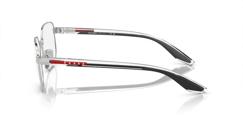 Prada Linea Rossa Uomo PS 50QV 1BC1O1 Montature da vista Metallo Argento Trasparente Geometrica Normale miniatura 3