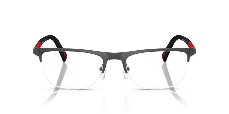 Prada Linea Rossa Uomo PS 50RV 06P1O1 Montature da vista Metallo Grigio Trasparente Pillow Normale miniatura 2