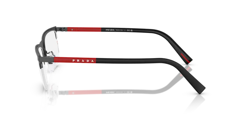Prada Linea Rossa Uomo PS 50RV 06P1O1 Montature da vista Metallo Grigio Trasparente Pillow Normale miniatura 3