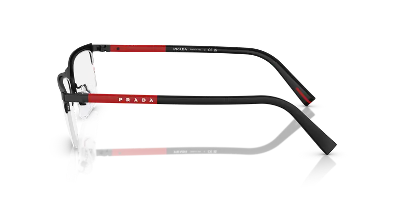 Prada Linea Rossa Uomo PS 50RV 1BO1O1 Montature da vista Metallo Nero Trasparente Pillow Normale miniatura 3