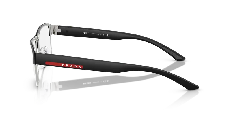 Prada Linea Rossa Uomo PS 51RV 1BO1O1 Montature da vista Metallo Nero Trasparente Squadrata Normale miniatura 3
