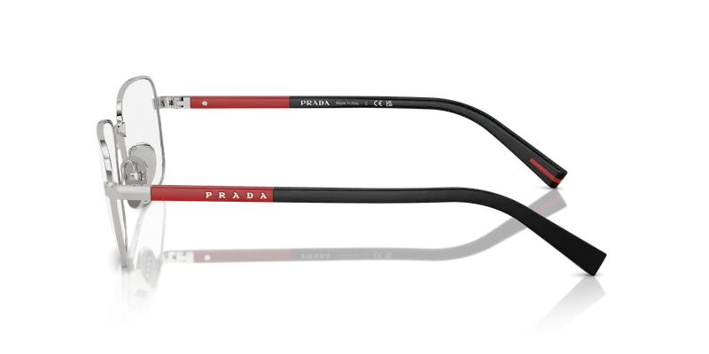 Prada Linea Rossa Uomo PS 52QV 1BC1O1 Montature da vista Metallo Argento Trasparente Pillow Normale miniatura 3