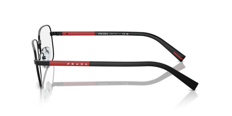 Prada Linea Rossa Uomo PS 52QV 1BO1O1 Montature da vista Metallo Nero Trasparente Pillow Normale miniatura 3