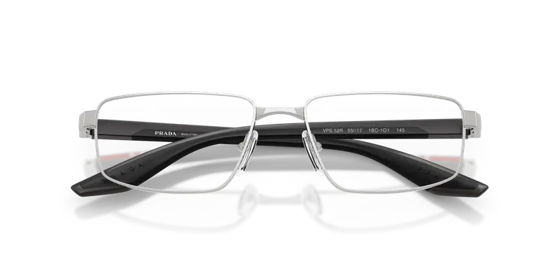 Prada Linea Rossa Uomo PS 52RV 1BC1O1 Montature da vista Metallo Argento Trasparente Squadrata Normale miniatura 3