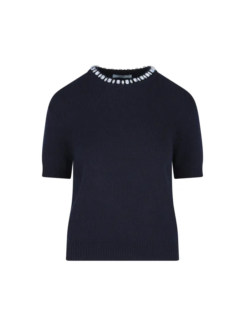 Maglia Girocollo In Lana E Cashmere BLU