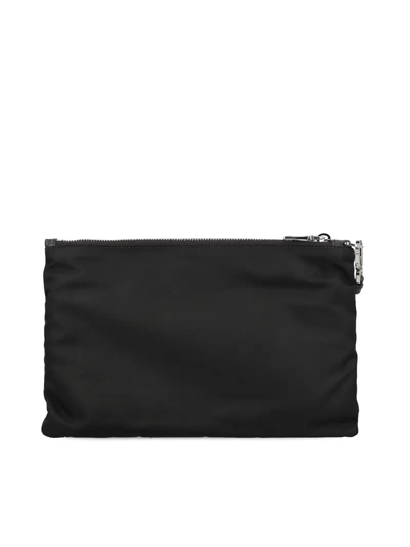 Pouch In Re-Nylon E Saffiano NERO miniatura 2