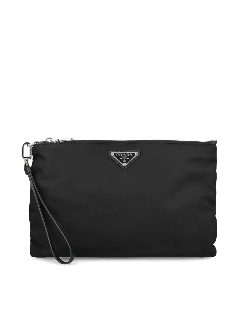 Pouch In Re-Nylon E Saffiano NERO