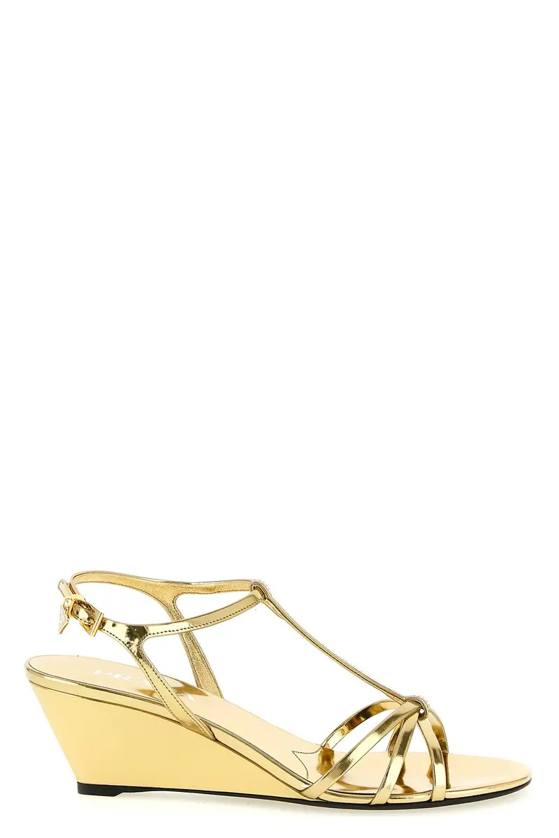 Sandalo Pelle Laminata Oro