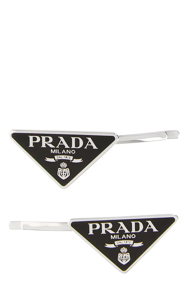 Set Due Spille Capelli Logo Nero