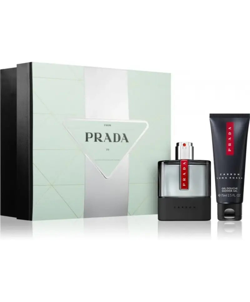 Set Prada Luna Rossa Carbon Eau De Toilette Uomo 50 ml + Luna Rossa Carbon Revitalized Shower Gel Corpo 75 ml