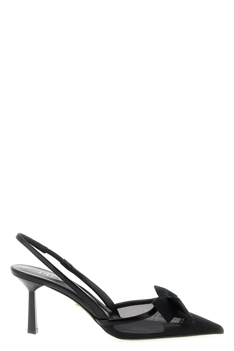 Slingback In Rete Con Fiocco Nero