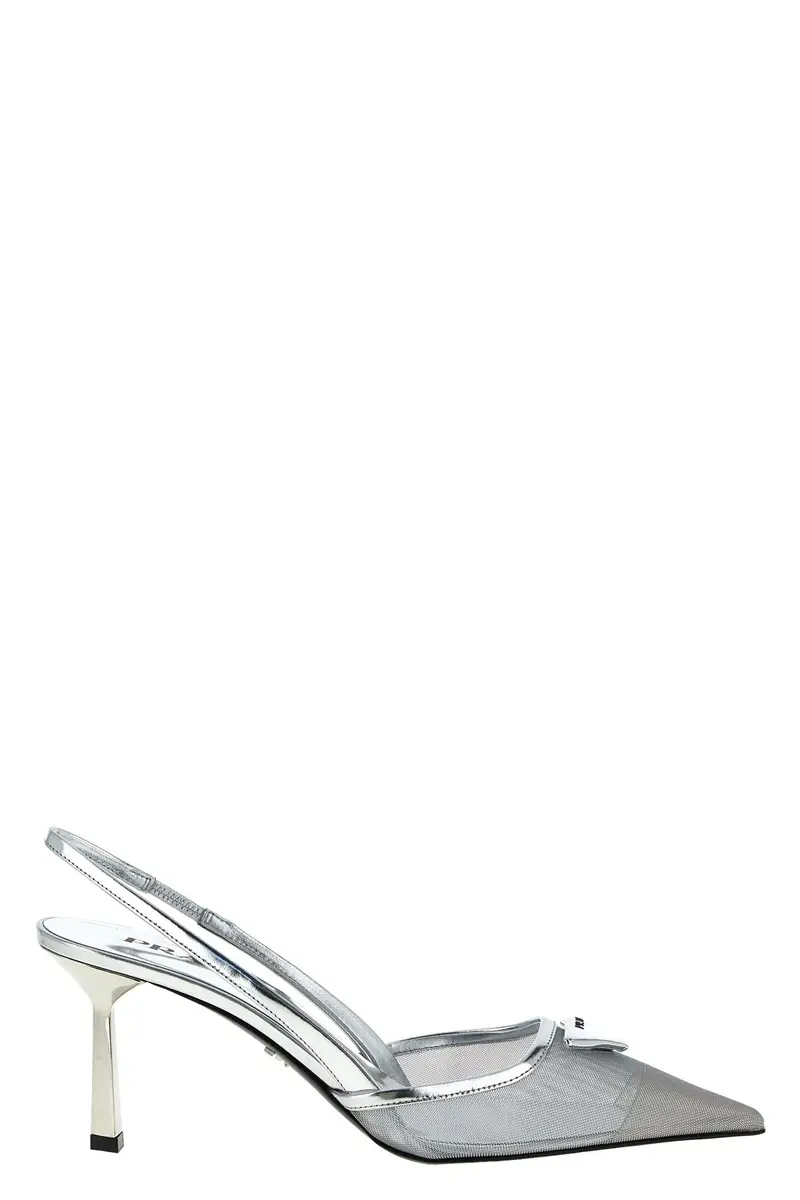 Slingback Logo Triangolo Argento