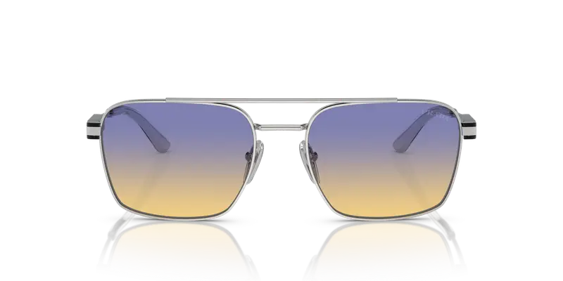 Prada Unisex PR 67ZS 1BC06Z Occhiali da sole Metallo Argento Viola Pillow Normale Sfumato miniatura 2