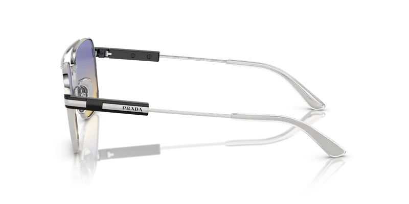 Prada Unisex PR 67ZS 1BC06Z Occhiali da sole Metallo Argento Viola Pillow Normale Sfumato miniatura 3