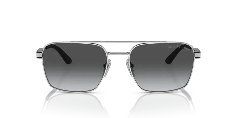 Prada Unisex PR 67ZS 1BC5W1 Occhiali da sole Metallo Argento Grigio Pillow Polarizzata Sfumato miniatura 2