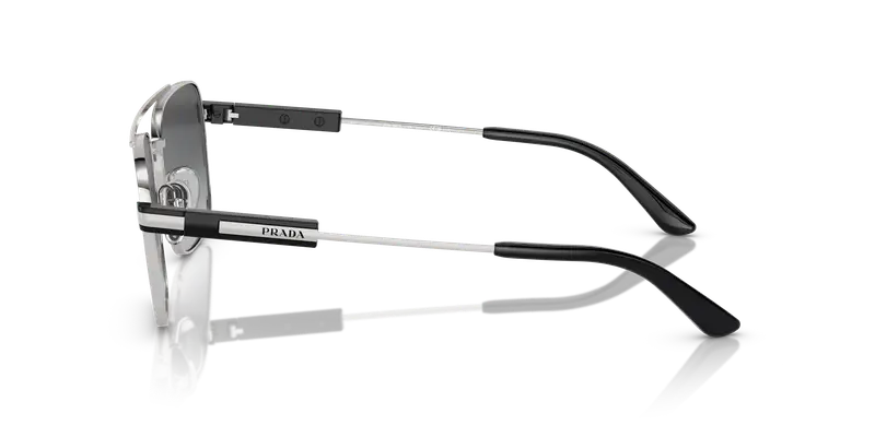 Prada Unisex PR 67ZS 1BC5W1 Occhiali da sole Metallo Argento Grigio Pillow Polarizzata Sfumato miniatura 3