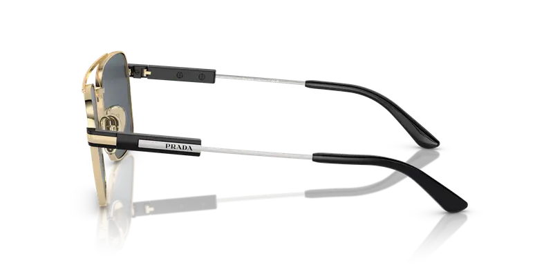 Prada Unisex PR 67ZS ZVN09T Occhiali da sole Metallo Oro Grigio Pillow Normale miniatura 3