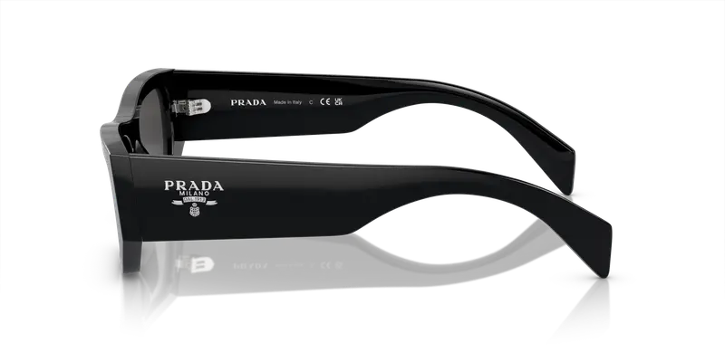 Prada Unisex PR A01S 16K08Z Occhiali da sole Acetato Nero Grigio Pillow Normale miniatura 3