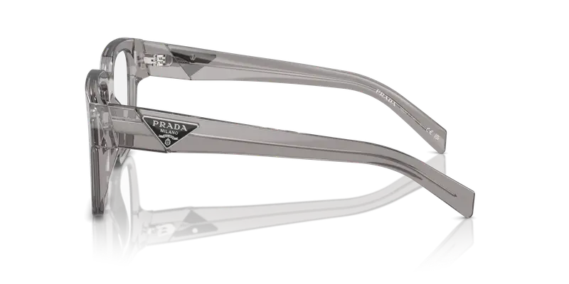 Prada Uomo PR 08ZV 18S1O1 Montature da vista Acetato Grigio Trasparente Squadrata Normale miniatura 3