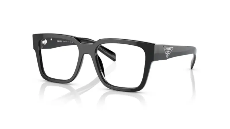 Prada Uomo PR 08ZV  1AB1O1 Montature da vista Acetato Nero Trasparente Squadrata Normale