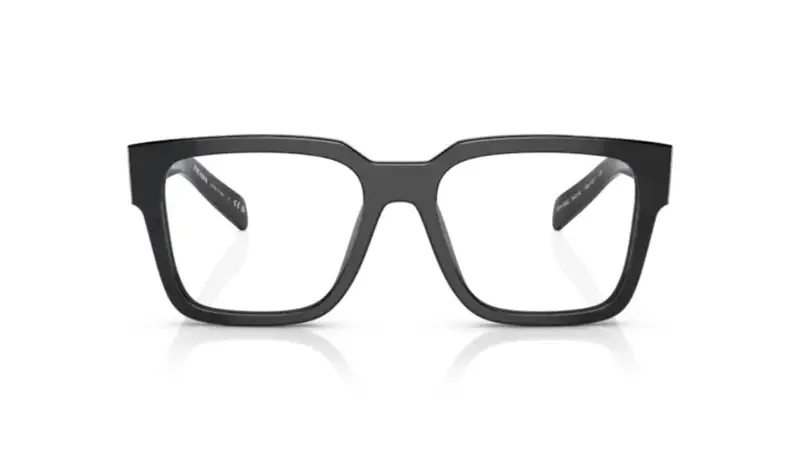 Prada Uomo PR 08ZV 1AB1O1 Montature da vista Acetato Nero Trasparente Squadrata Normale miniatura 2