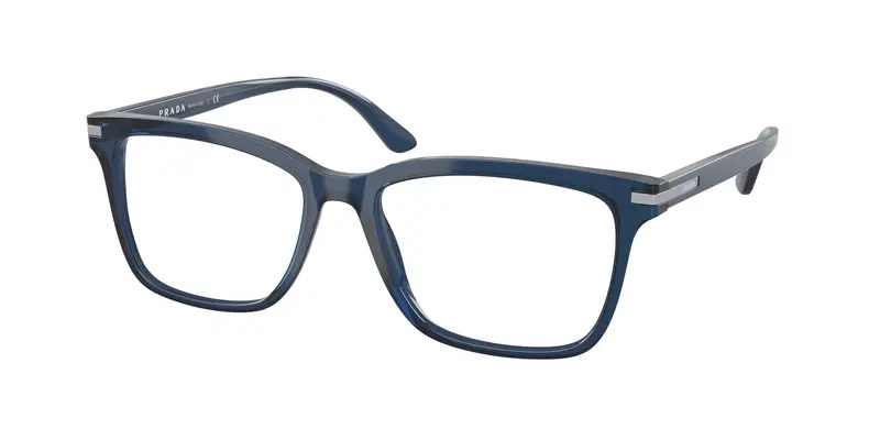 Prada Uomo PR 14WV  08Q1O1 Montature da vista Acetato Blu Trasparente Squadrata Normale