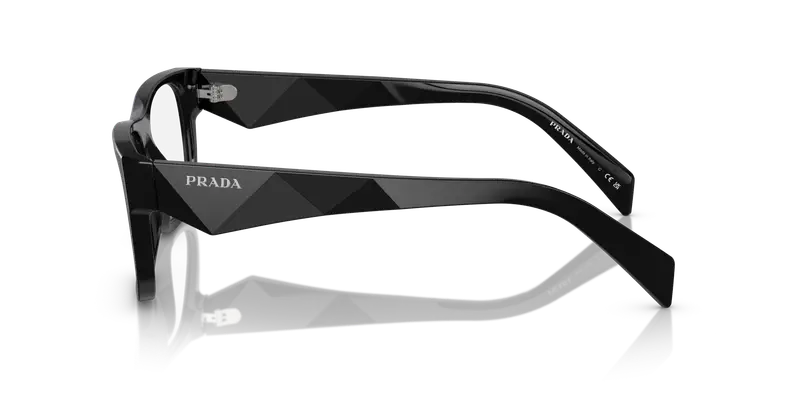 Prada Uomo PR 22ZV 16K1O1 Montature da vista Acetato Nero Trasparente Pillow Normale miniatura 3