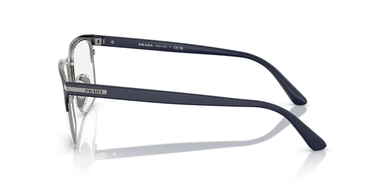 Prada Uomo PR 58ZV 02N1O1 Montature da vista Acciaio Blu Trasparente Squadrata Normale miniatura 3