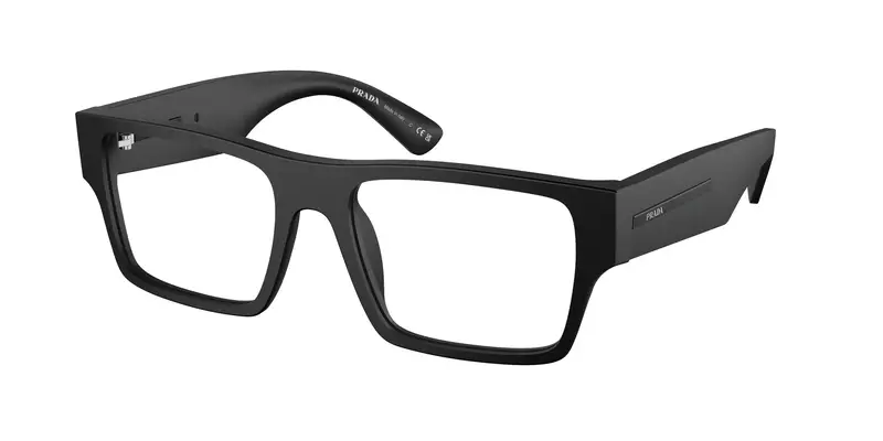 Prada Uomo PR A08V  12P1O1 Montature da vista Acetato Nero Trasparente Squadrata Normale