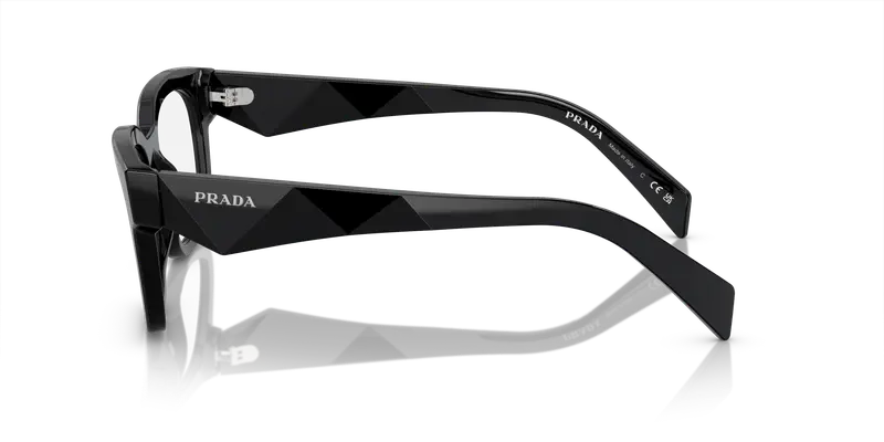 Prada Uomo PR A10V 16K1O1 Montature da vista Acetato Nero Trasparente Pillow Normale miniatura 3