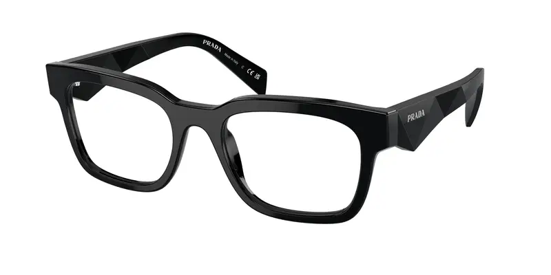 Prada Uomo PR A10V  16K1O1 Montature da vista Acetato Nero Trasparente Pillow Normale