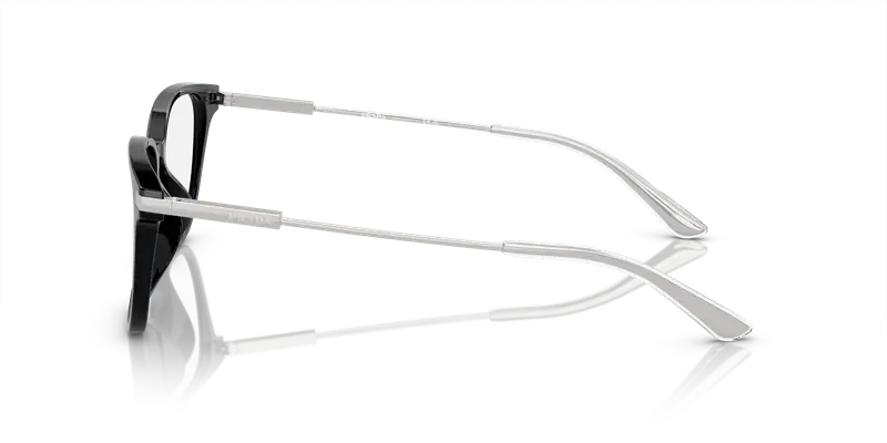 Prada Uomo PR A12VD 1AB1O1 Montature da vista Acetato Nero Trasparente Pillow Normale miniatura 3