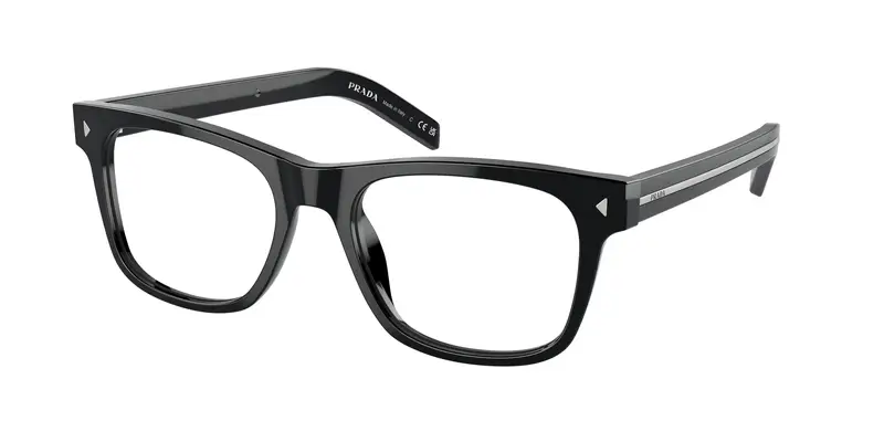 Prada Uomo PR A13V  16K1O1 Montature da vista Acetato Nero Trasparente Pillow Normale