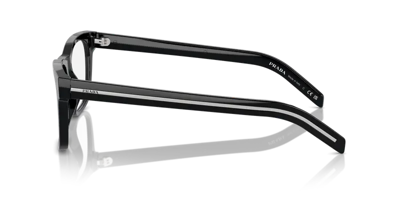 Prada Uomo PR A13V 16K1O1 Montature da vista Acetato Nero Trasparente Pillow Normale miniatura 3