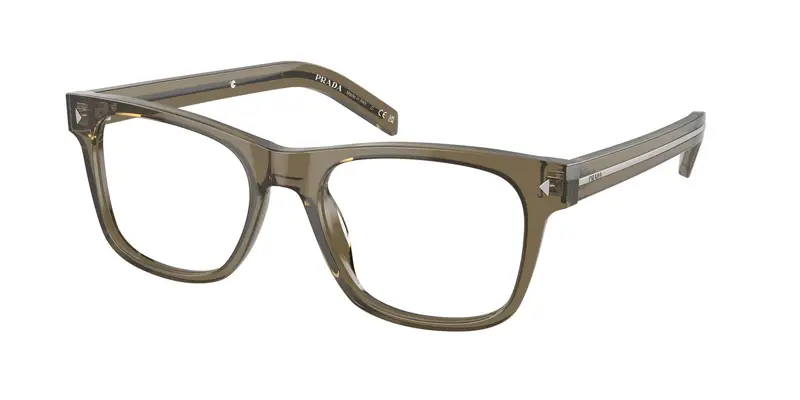 Prada Uomo PR A13V  18T1O1 Montature da vista Acetato Marrone Trasparente Pillow Normale
