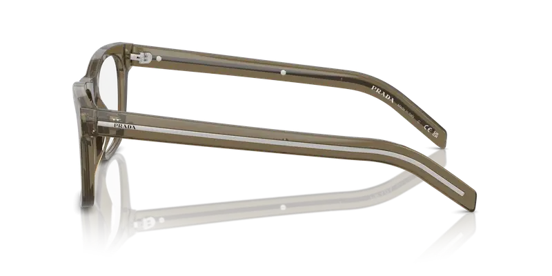 Prada Uomo PR A13V 18T1O1 Montature da vista Acetato Marrone Trasparente Pillow Normale miniatura 3