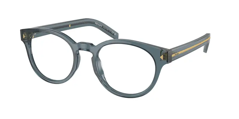 Prada Uomo PR A14V  17T1O1 Montature da vista Acetato Blu Trasparente Pantos Normale