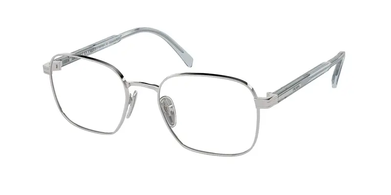 Prada Uomo PR A55V  16T1O1 Montature da vista Metallo Argento Trasparente Squadrata Normale