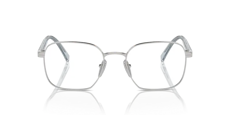 Prada Uomo PR A55V 16T1O1 Montature da vista Metallo Argento Trasparente Squadrata Normale miniatura 2