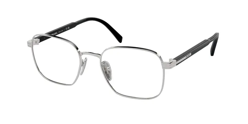 Prada Uomo PR A55V  1BC1O1 Montature da vista Metallo Argento Trasparente Squadrata Normale